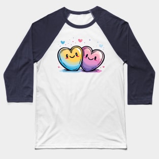 Two Hearts - Love Valentine's Day Lover Couple Cute Funny Baseball T-Shirt